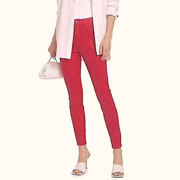 Salt Works Red Coated Denim Jeans Stretch Mid-Rise Classic Style Size 10 - Picture 3 of 12